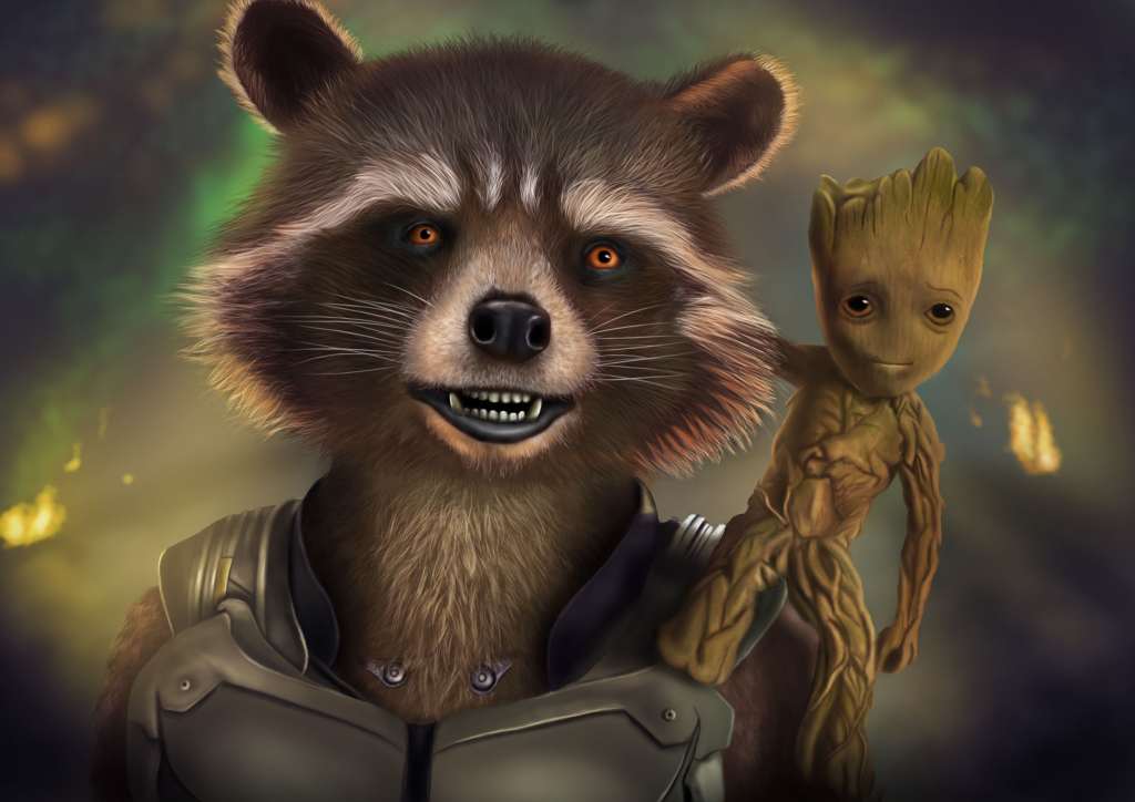 Rocket And Baby Groot Artwork Wallpaper