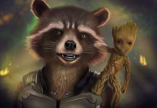 Rocket And Baby Groot Artwork Wallpaper