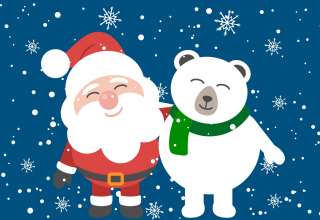 Santa Clause And Bear Friend Wallpaper