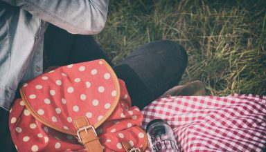 Woman's Red With Polka Dot Print Backpack