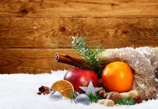 Christmas New Year Snow Orange Apple Cinnamon 4k Wallpaper