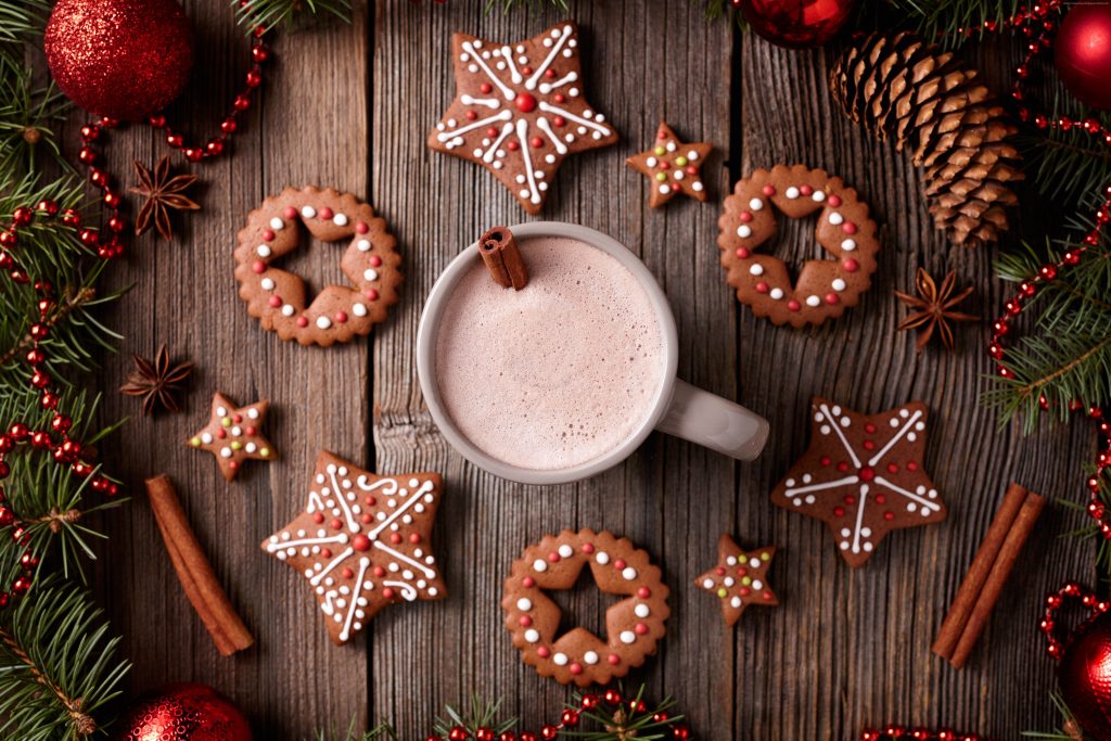 Christmas New Year Cookies Cocoa Cinnamon 5k Wallpaper