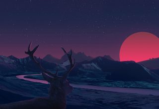 Deer Landscape Manipulation Mountains Sun Rising Wallpaper