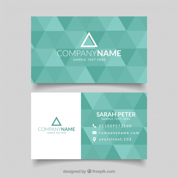 دانلود وکتور Green business card with triangular shapes