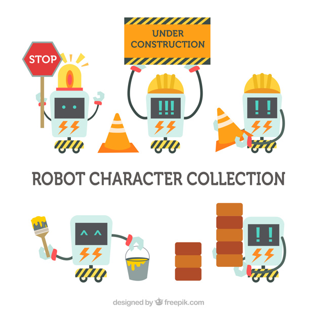 دانلود وکتور Hand drawn colorful robots collection