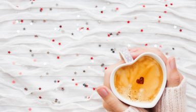 Heart Shaped Coffee Cup in Hands Wallpaper