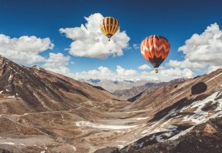 Hot Air Balloons Leh Mountains Landscape Wallpaper