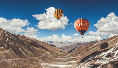 Hot Air Balloons Leh Mountains Landscape Wallpaper