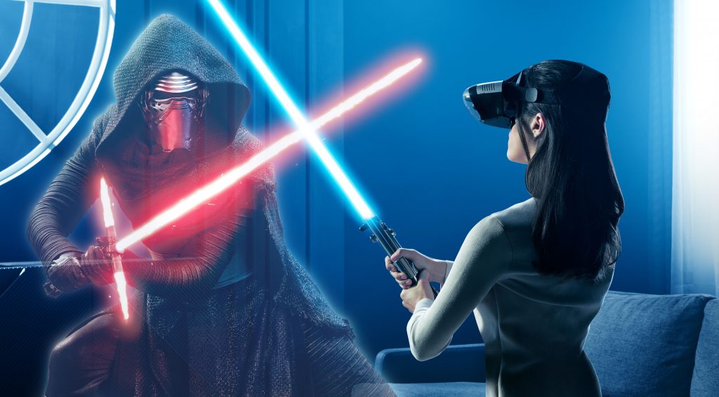 Kylo Ren and Rey in Star Wars: The Last Jedi VR Experience Wallpaper