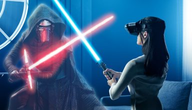 Kylo Ren and Rey in Star Wars: The Last Jedi VR Experience Wallpaper
