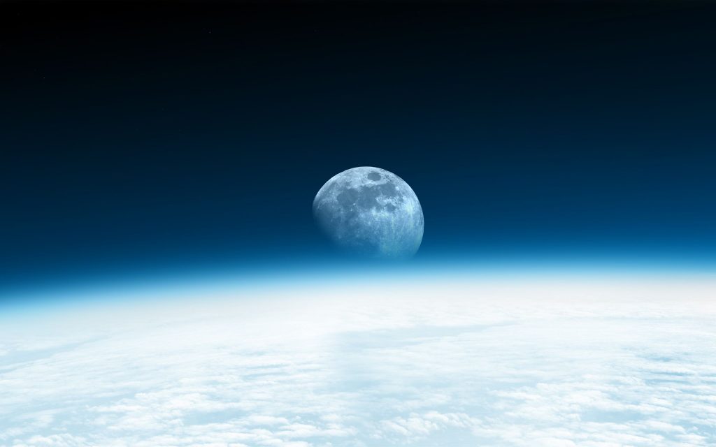 Moon Horizon Blue Wallpaper