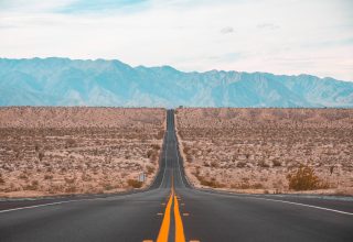 Road Marking Mountains Horizon Direction Wallpaper