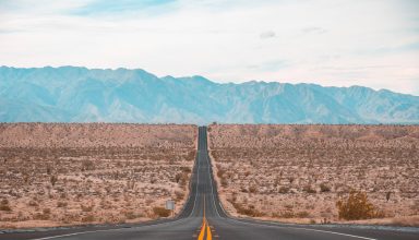 Road Marking Mountains Horizon Direction Wallpaper