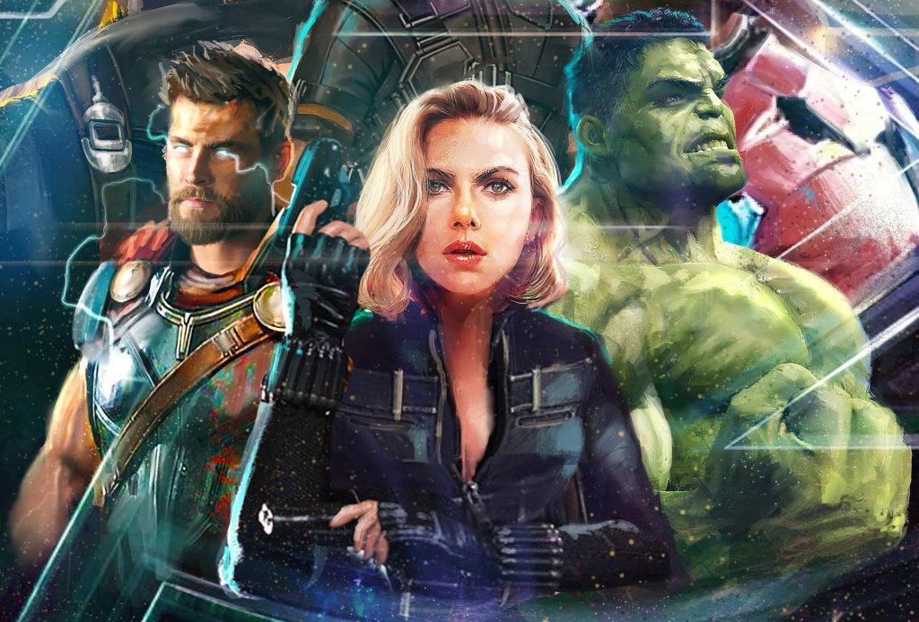 Thor Black Widow Hulk in Avengers: Infinity War Artwork 2018 Wallpaper