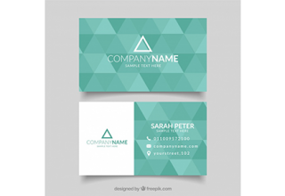 دانلود وکتور Green business card with triangular shapes