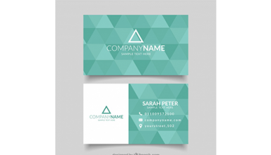 دانلود وکتور Green business card with triangular shapes