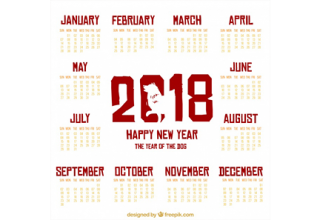 دانلود وکتور Flat chinese new year calendar with dog illustration