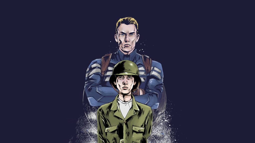 Young and Old Steve Rogers Artwork Wallpaper
