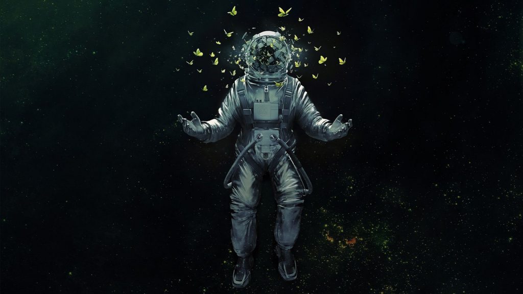 Astronaut Broken Glass Butterfly Space Suit Wallpaper