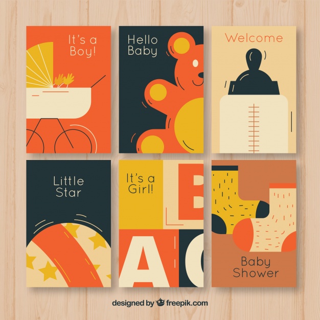 دانلود وکتور Baby cards collection in flat style