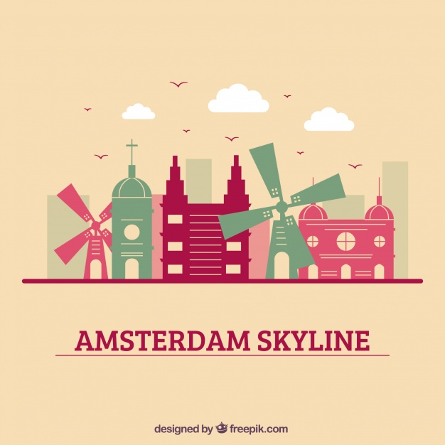 دانلود وکتور Colorful skyline design of amsterdam