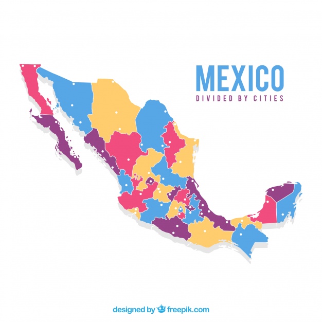 دانلود وکتور Flat mexico map background