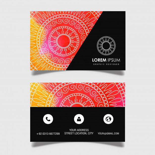 دانلود وکتور Hand Drawn Watercolor Mandala Business Card