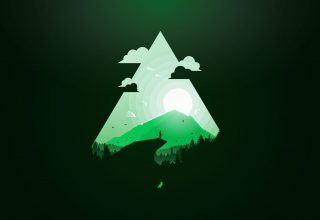 Mountain Sun Green Triangle Wallpaper