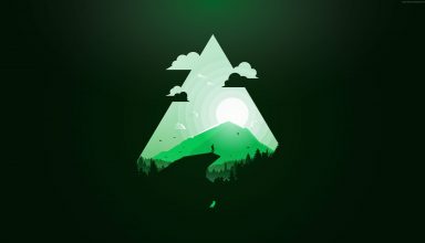 Mountain Sun Green Triangle Wallpaper