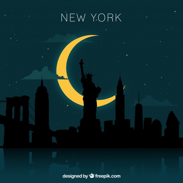 دانلود وکتور New york skyline design at night
