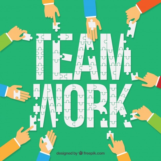 دانلود وکتور People working as a team background in flat style