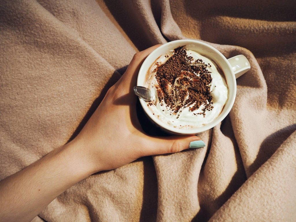 Person Holding Cup Coffee Spoon Inside Wallpaper