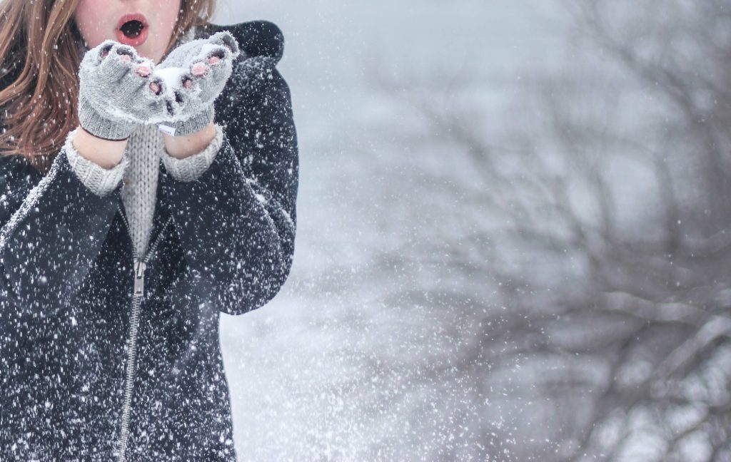 Snow Woman Winter Snowflakes Wallpaper