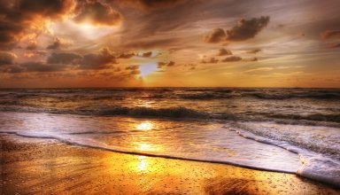 Sunset Beach Sea Sun Clouds Wallpaper