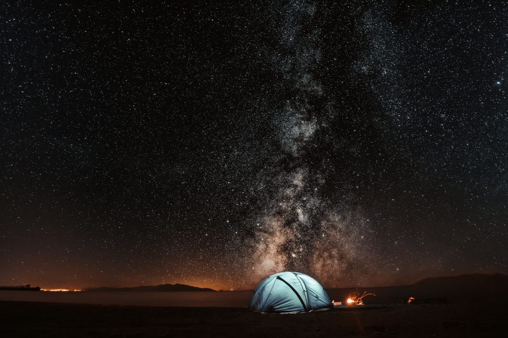 Tent Starry Sky Night Tourism Wallpaper