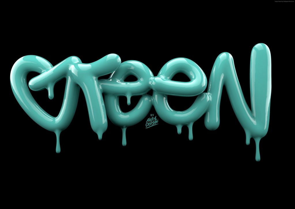 Typography Abstract 3D Green Wallpaper