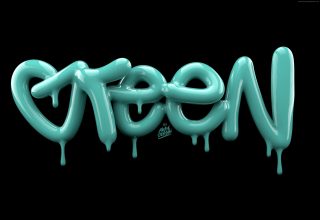 Typography Abstract 3D Green Wallpaper