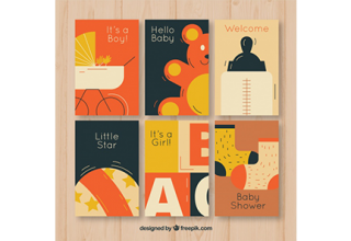 دانلود وکتور Baby cards collection in flat style