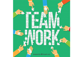 دانلود وکتور People working as a team background in flat style