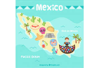 دانلود وکتور Hand drawn mexico map background