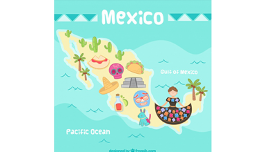 دانلود وکتور Hand drawn mexico map background