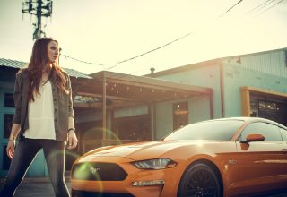Women With Ford Mustang Wallpaper