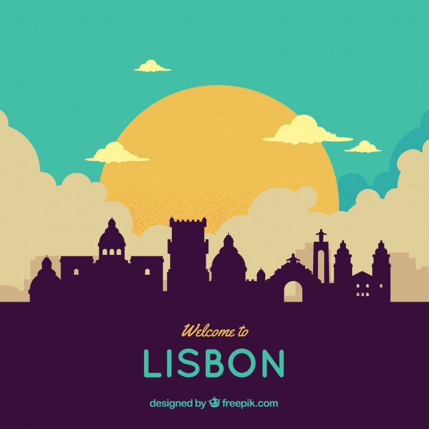 دانلود وکتور Colorful skyline of lisbon