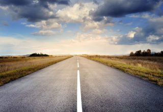 Empty Road Rainy Winter Mood Clouds Wallpaper