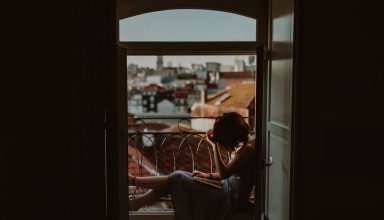 Girl Balcony Reading Rest Wallpaper