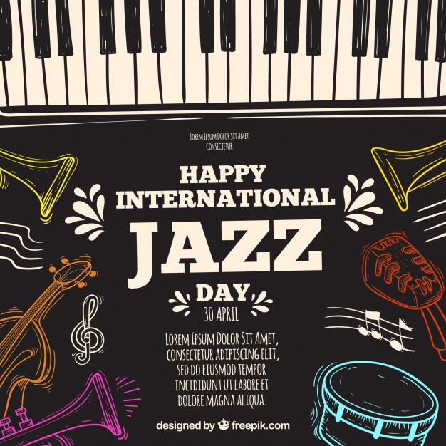 دانلود وکتور Hand drawn background for the international jazz day