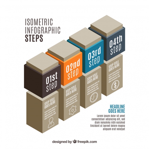 دانلود وکتور Infographic steps in isometric design