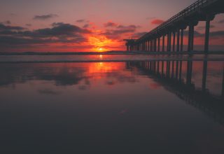Sea Pier Sunset Sky Wallpaper