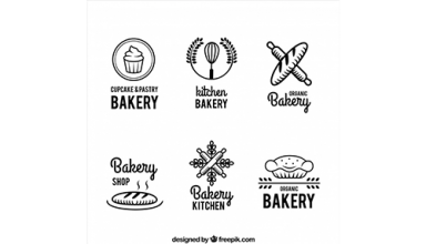 دانلود وکتور Bakery logos collection in flat style