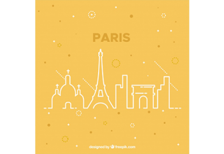 دانلود وکتور Yellow skyline of paris design